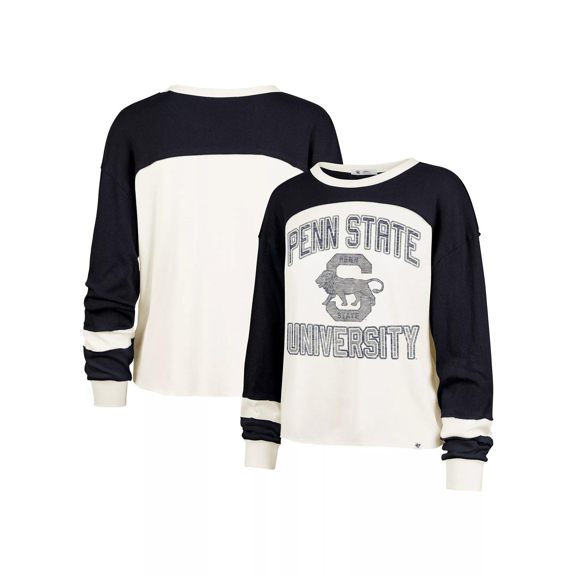 Women's '47  Cream Brooklyn Nets Curve Raglan Long Sleeve T-Shirt, Size: XL, Beige Product Image