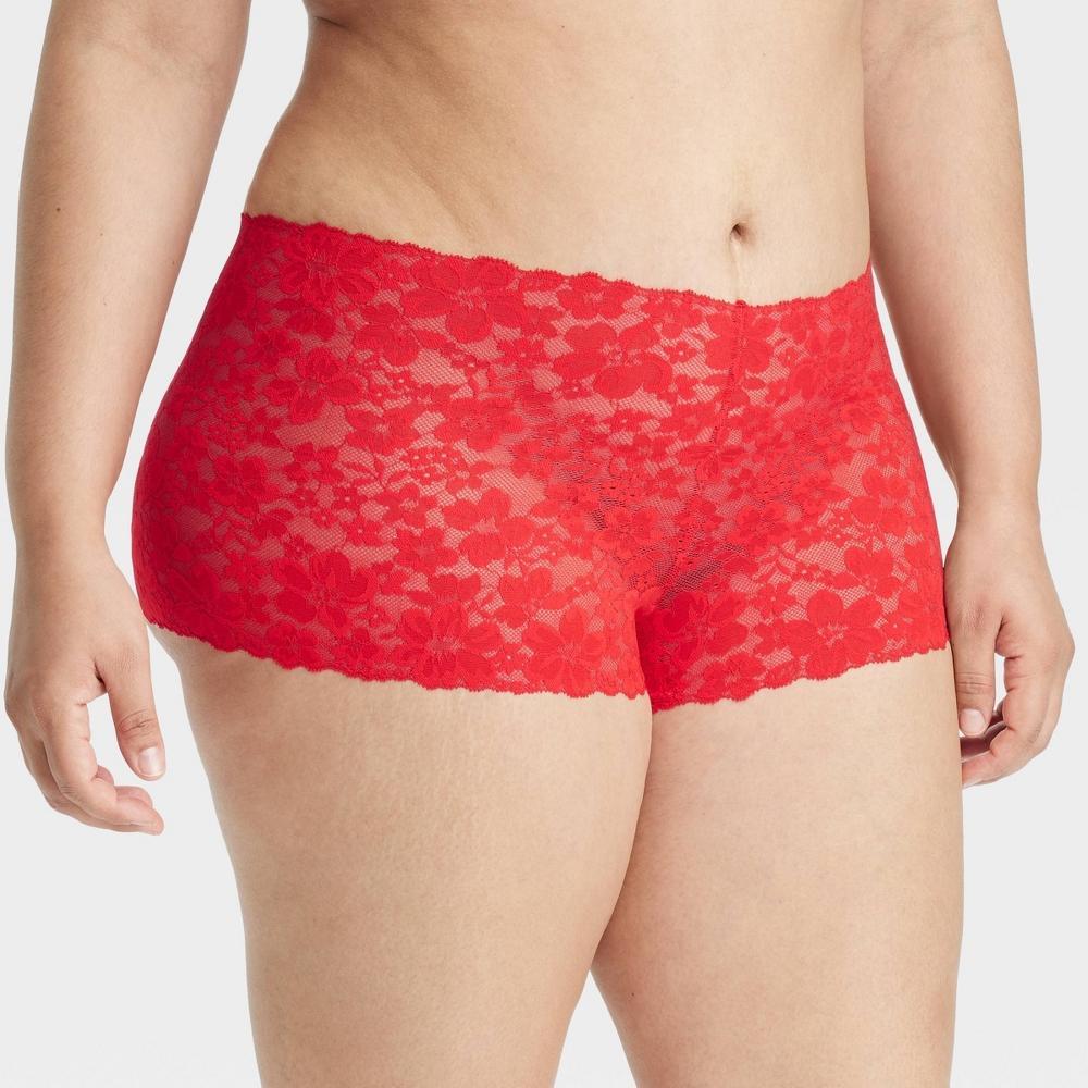 Womens Allover Lace Boy Shorts - Auden Wowzer Red XS Product Image