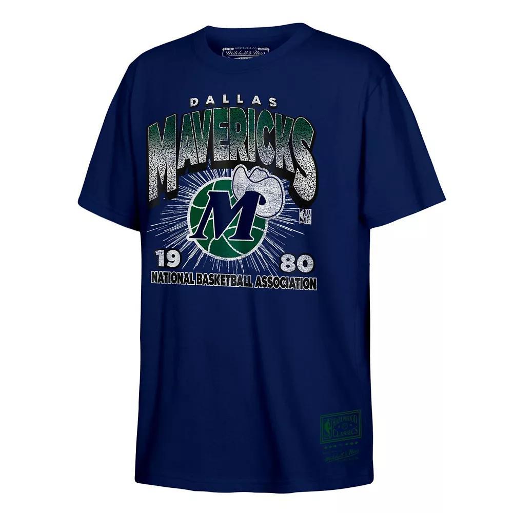Men's Mitchell & Ness Navy Dallas Mavericks Hardwood Classics Vintage Hoopster T-Shirt, Boy's, Size: YTH Large, Blue Product Image