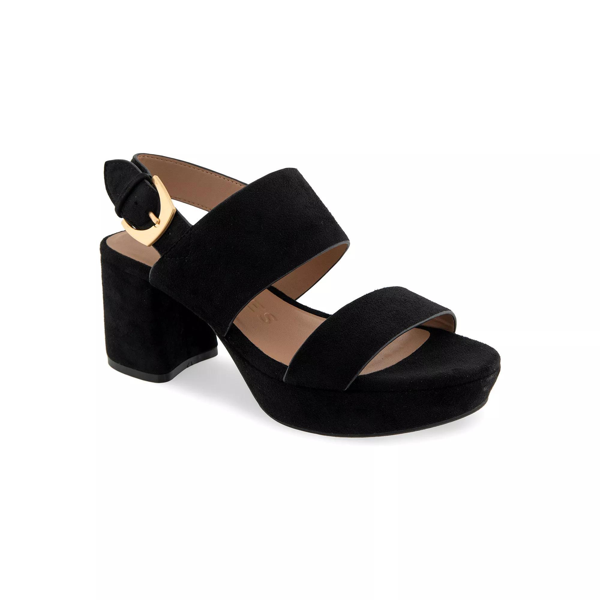 Aerosoles Camilia Women's Platform Sandals, Size: 8.5 Wide, Black Faux Suede Product Image