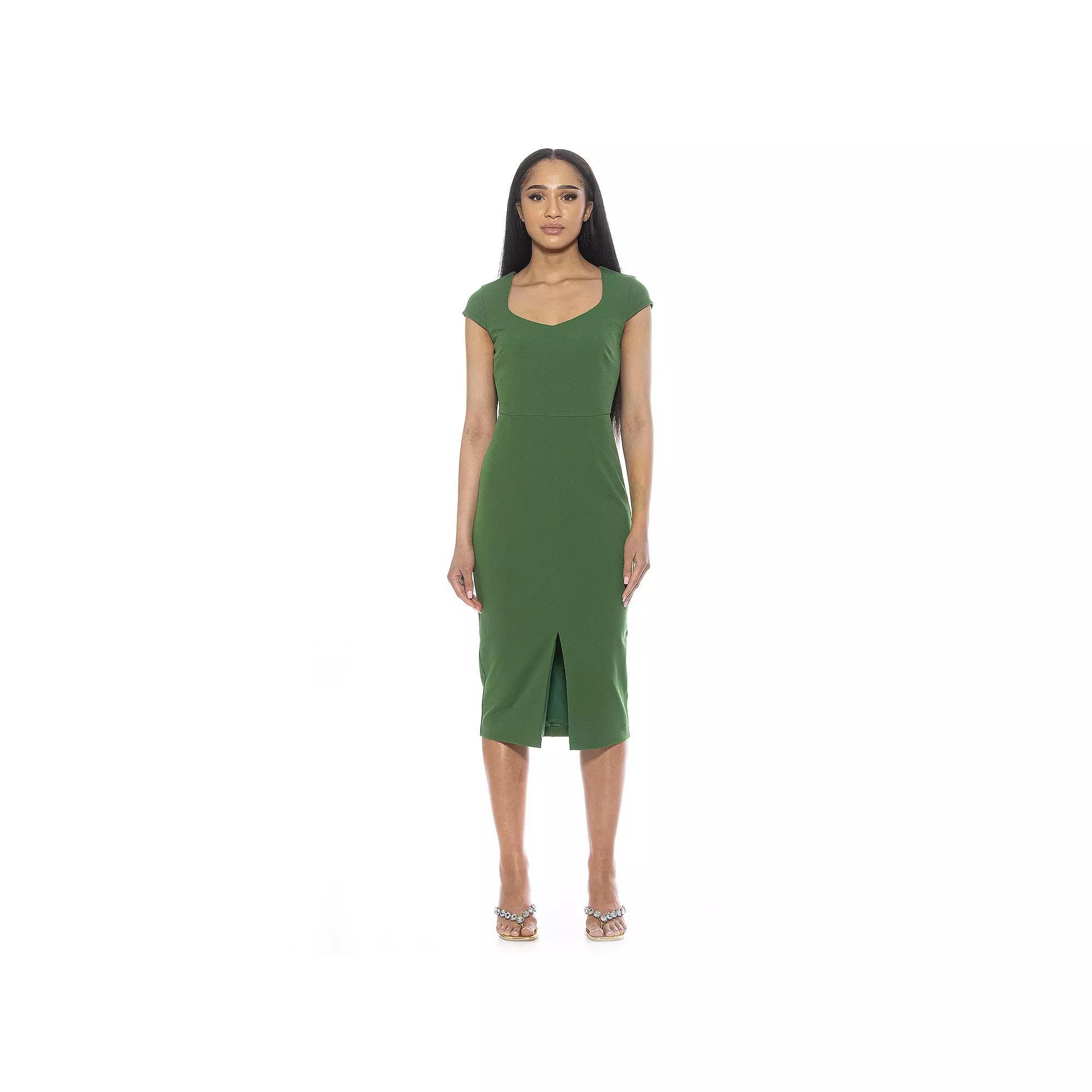 Women's ALEXIA ADMOR Gia Sweetheart Cap Sleeve Front Slit Dress, Size: Medium, Yellow Team Product Image