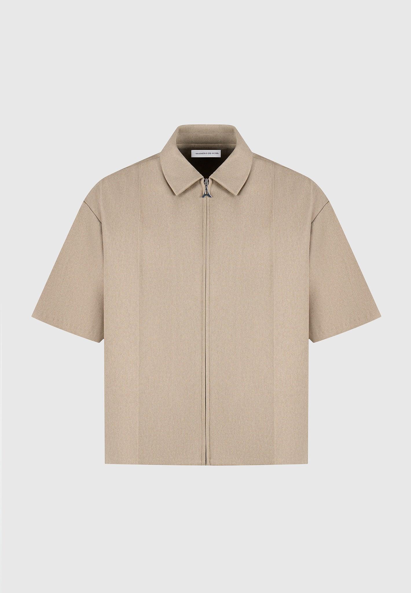 Boxy Shirt with Crease - Beige Male Product Image