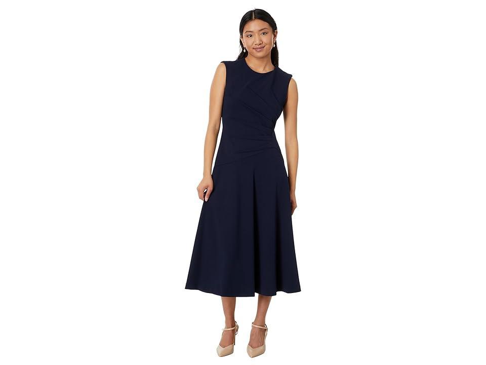 Calvin Klein A-Line Midi with Starburst Seam Detail (Indigo) Women's Dress Product Image