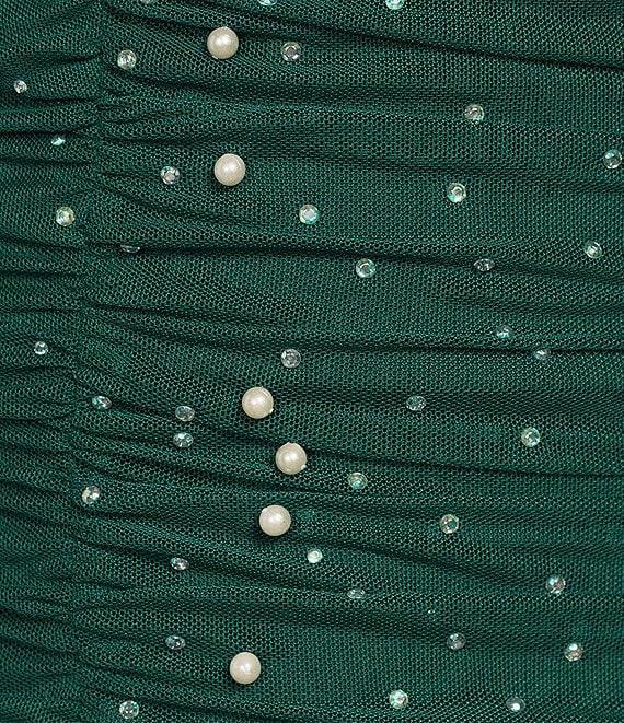 B. Darlin Long Sleeve Pearl & Stone Stretch Mesh Dress Product Image