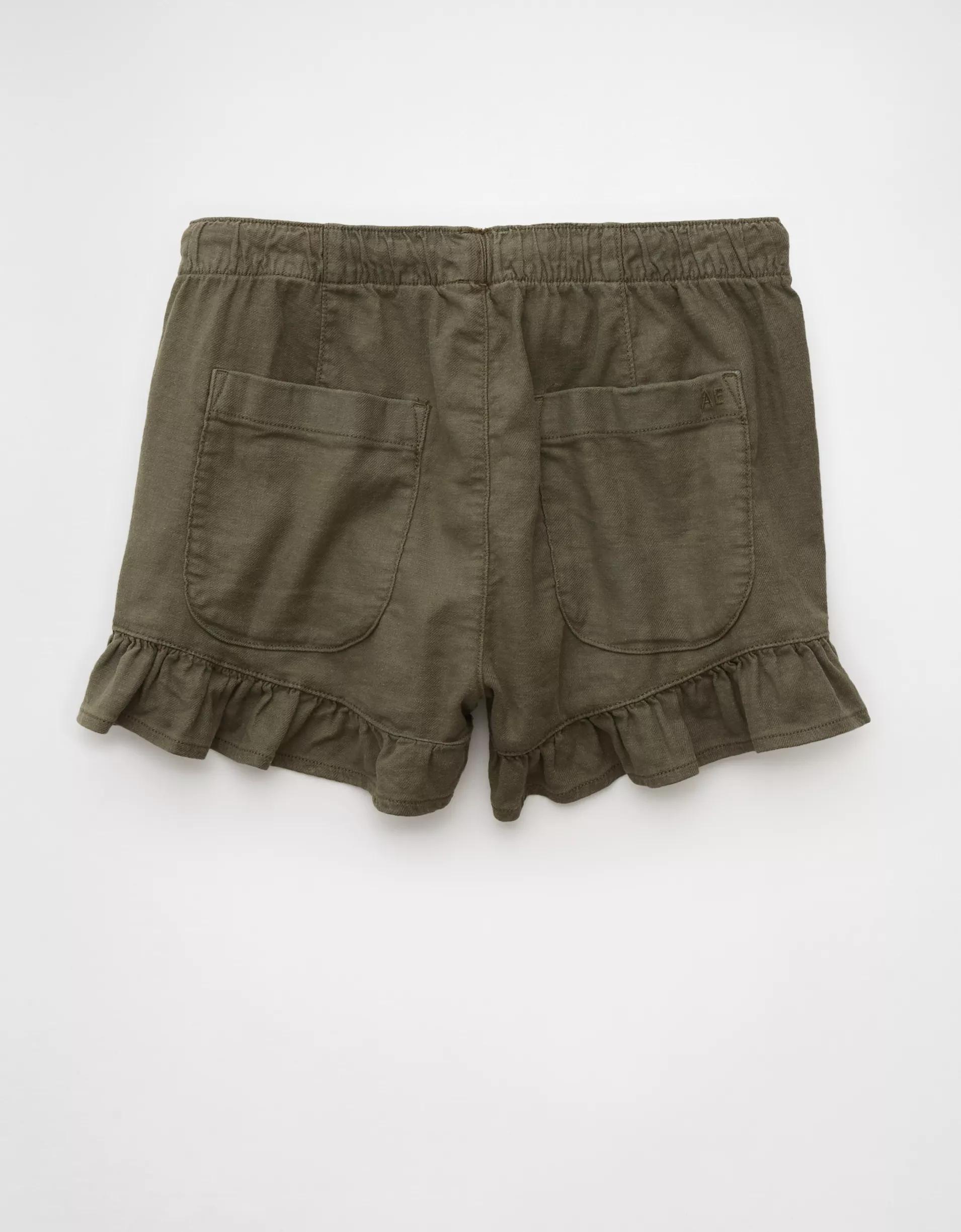 AE Stretch Linen-Blend Ruffle Short Product Image