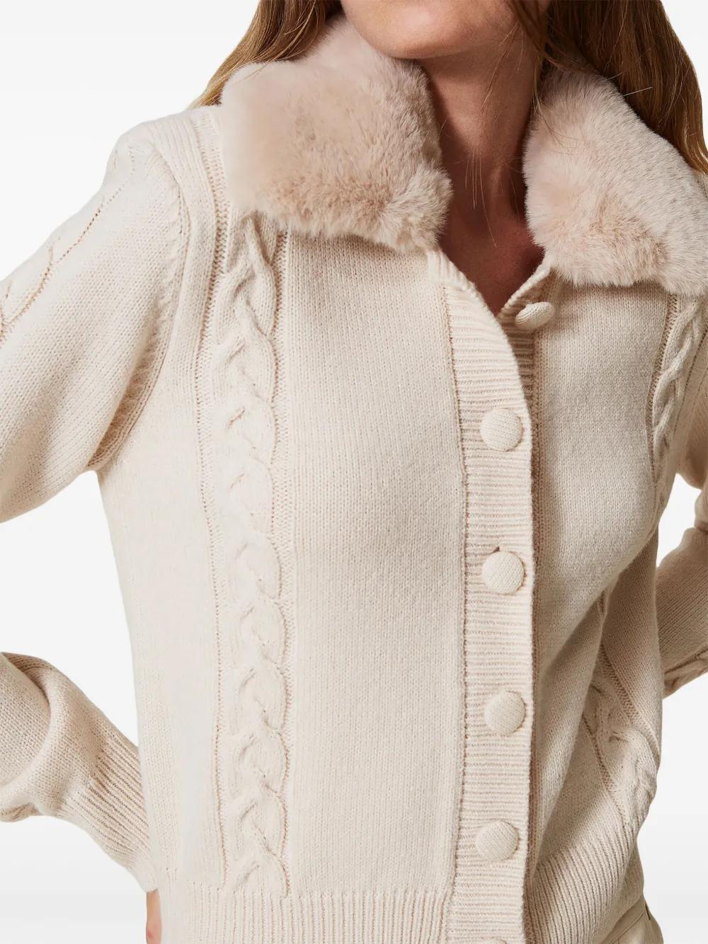 faux-fur collar cardigan Product Image