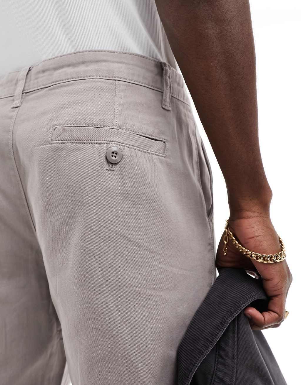 ASOS DESIGN classic rigid chinos in washed gray Product Image