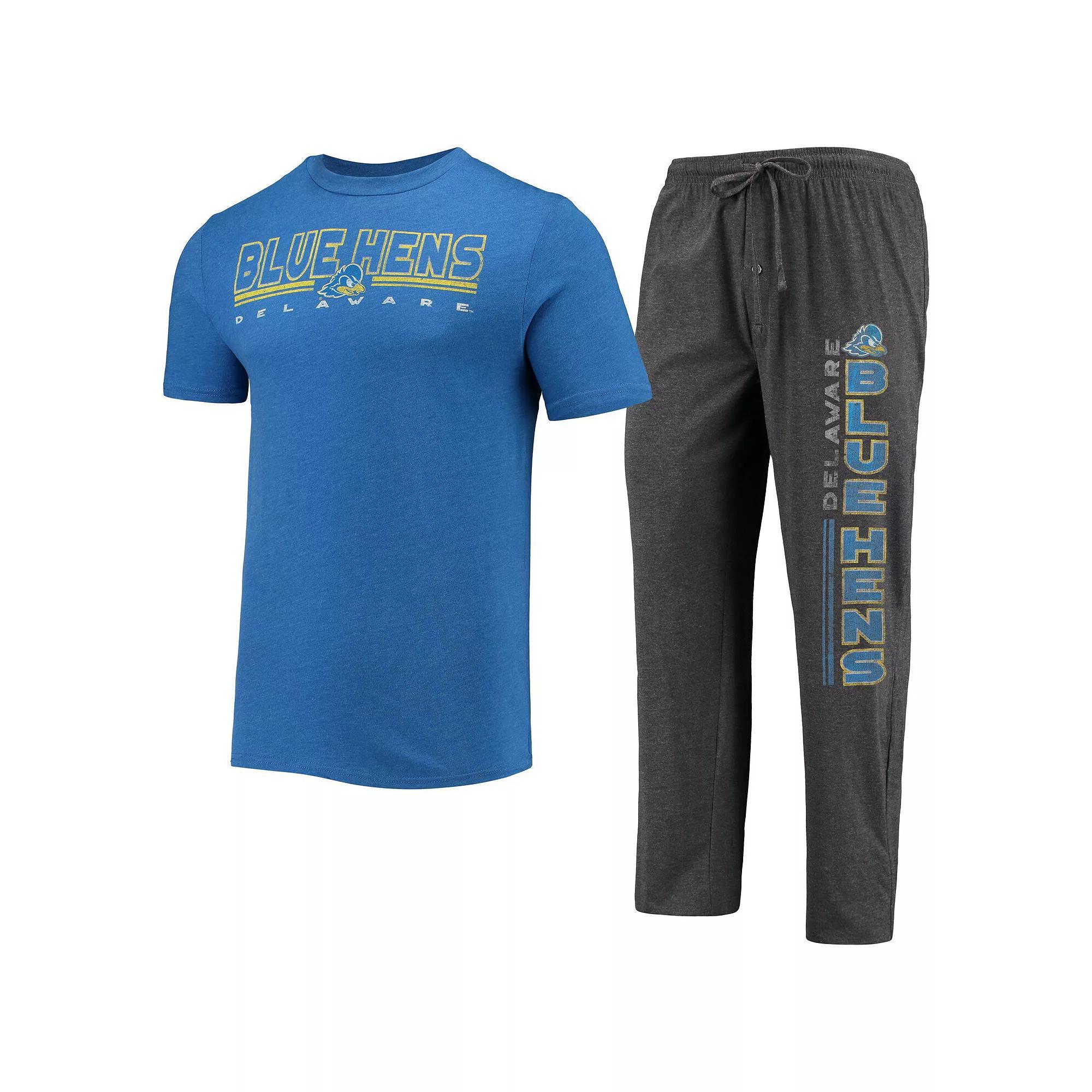 Men's Concepts Sport Heathered Charcoal/Royal Delaware Fightin' Blue Hens Meter T-Shirt & Pants Sleep Set, Size: Small Product Image