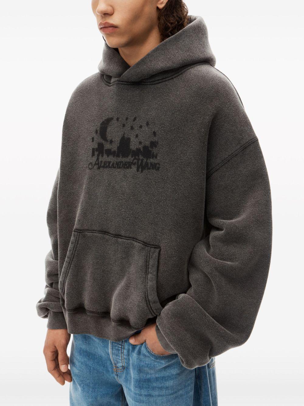 logo-jacquard cotton hoodie Product Image
