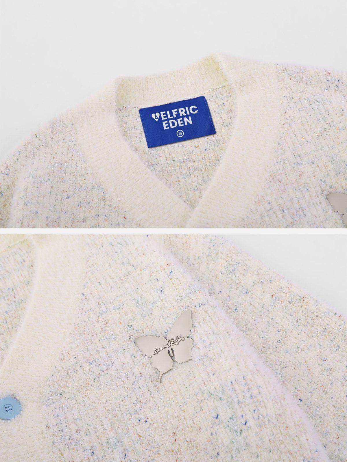 Colorful Knitted V-neck Cardigan Female Product Image