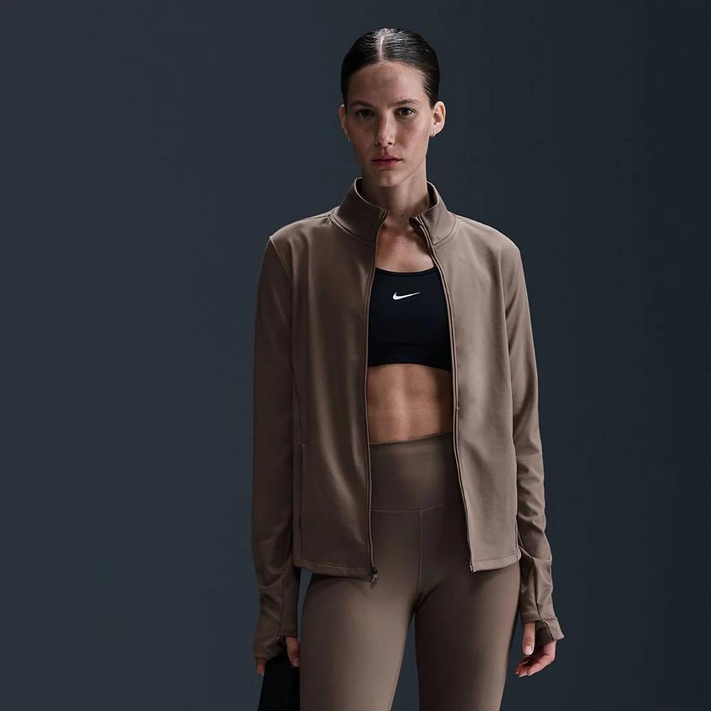 Women's Nike One Dri-FIT Full-Zip Mid Layer Top, Size: XS, Mink Brown Product Image