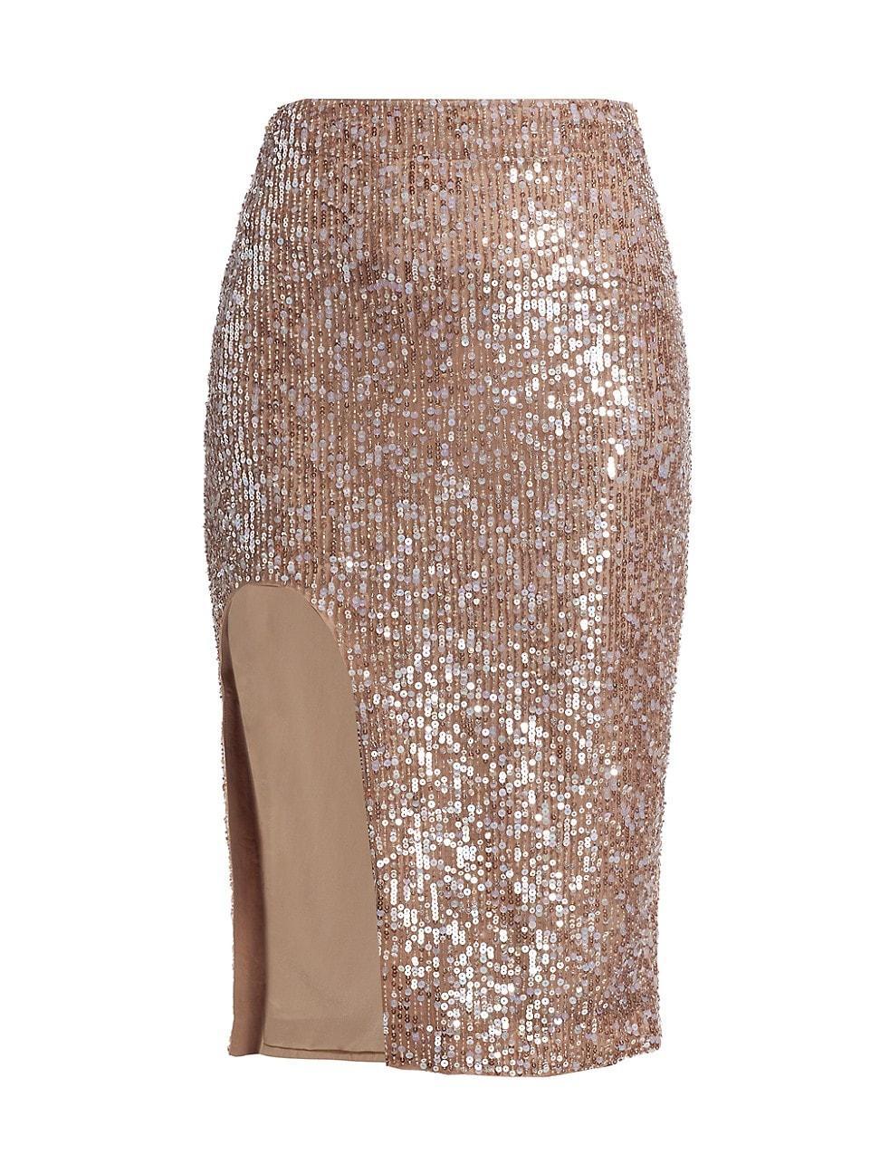 Womens Sequined Slit Skirt Product Image