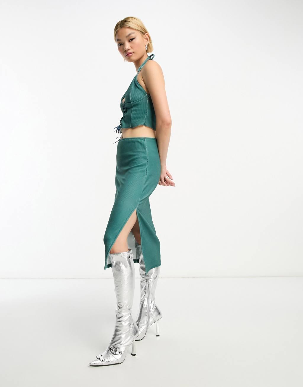 Rebellious Fashion lace up halterneck top Product Image