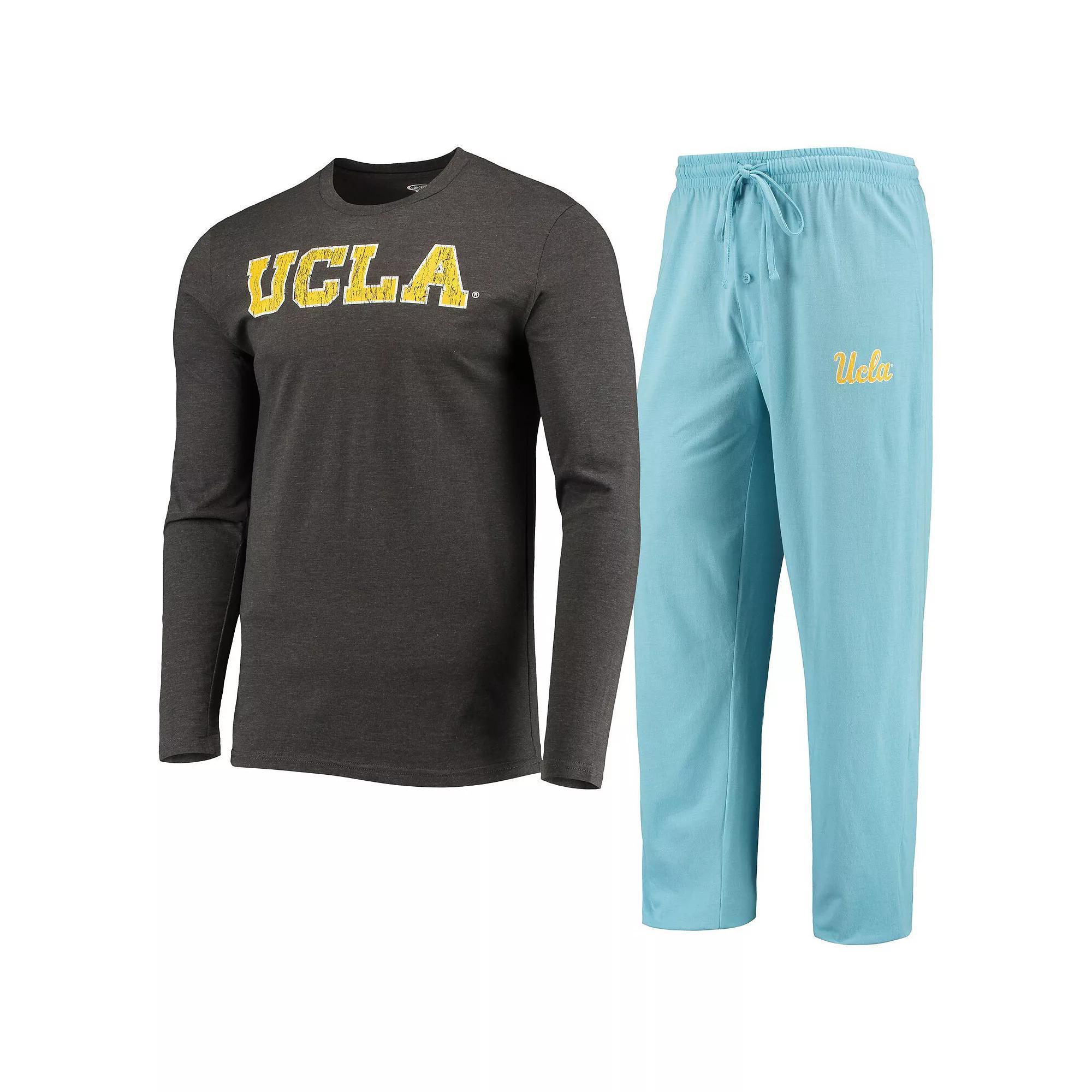 Men's Concepts Sport Light Blue/Heathered Charcoal UCLA Bruins Meter Long Sleeve T-Shirt & Pants Sleep Set, Size: 2XL Product Image