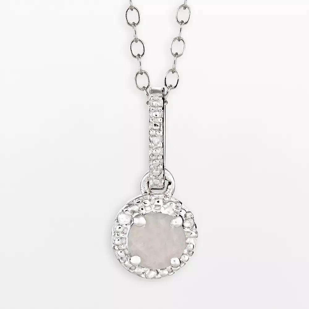 Celebration Gems Sterling Silver Opal and Diamond Accent Pendant, Women's, Size: 18" Product Image