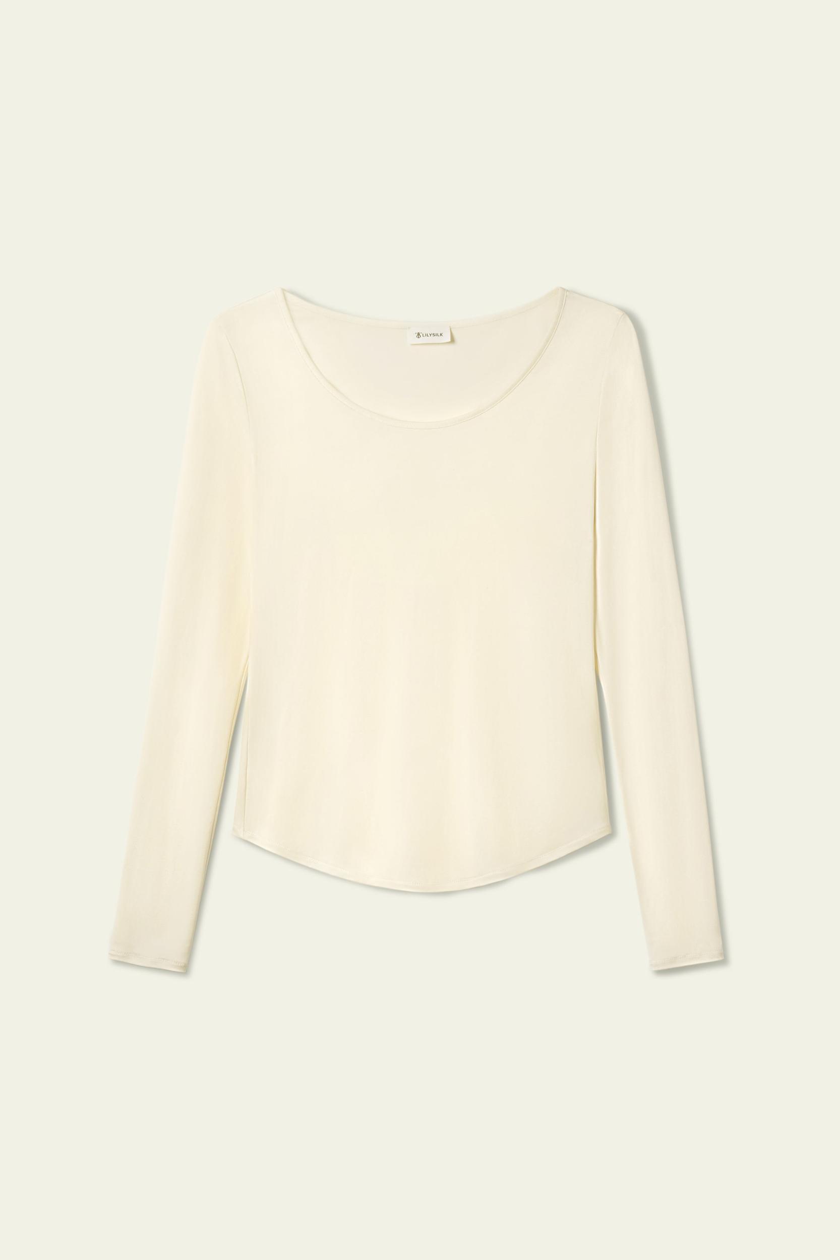 Scoop-Neck Pure Silk Slim Fit Top Product Image