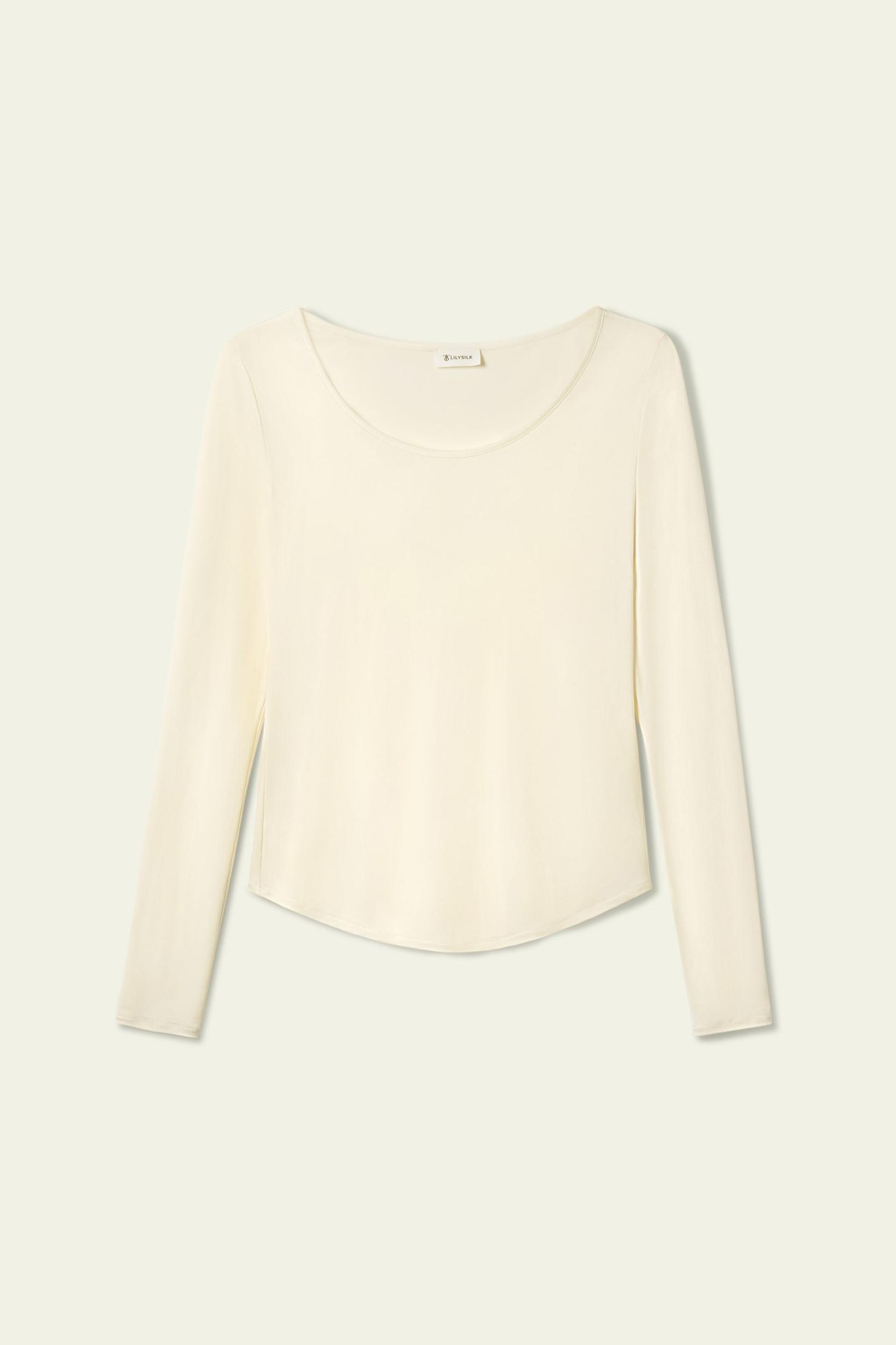 Scoop-Neck Pure Silk Slim Fit Top Product Image