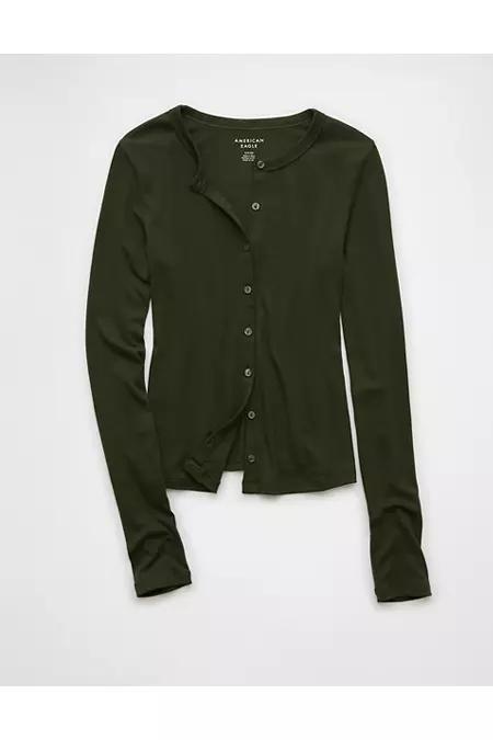 AE Long-Sleeve Button-Up T-Shirt Women's Product Image