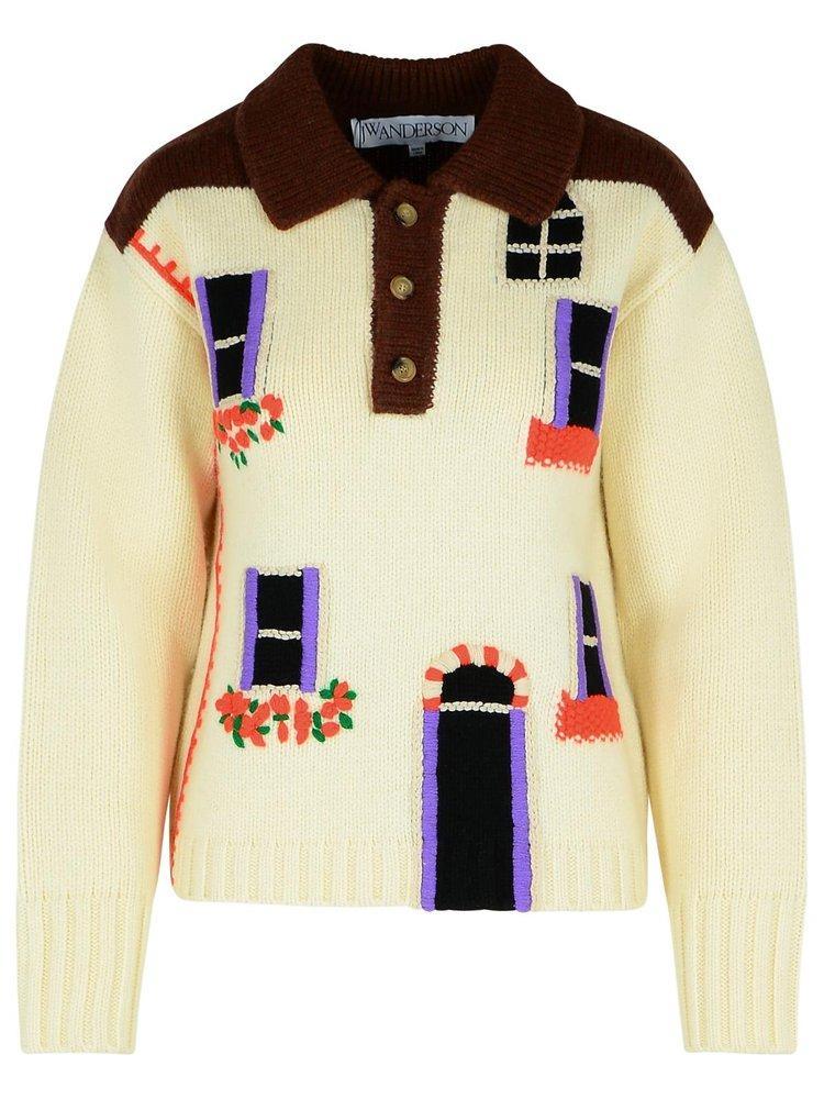 JW ANDERSON House Intarsia Polo Jumper In Multi Product Image