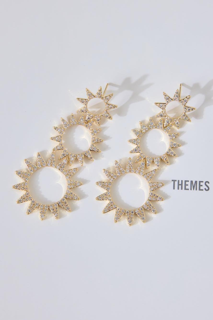 18k Gold Plated Day Break Sun Earrings Gold Product Image