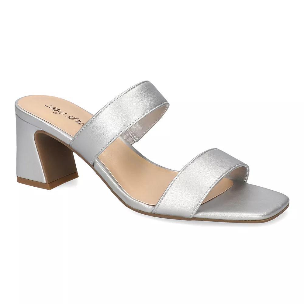 Easy Street Clovelle Women's Square Toe Block Heel Sandals, Size: 7, Silver Product Image