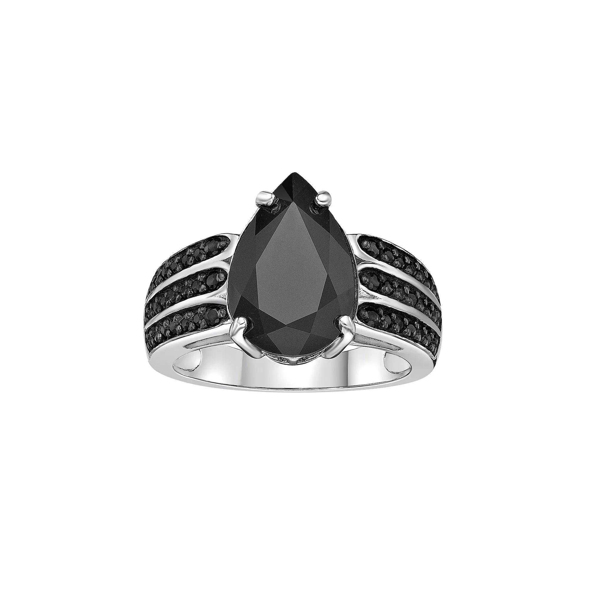 Gemminded Sterling Silver Black Onyx & Black Spinel Ring, Women's, Size: 8 Product Image