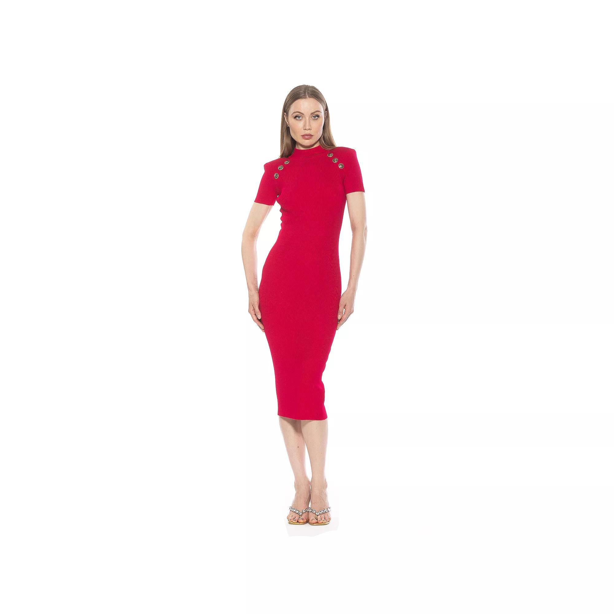 Women's ALEXIA ADMOR Adara Short Sleeve Mock Neck Midi Dress, Size: Medium, Pink Product Image