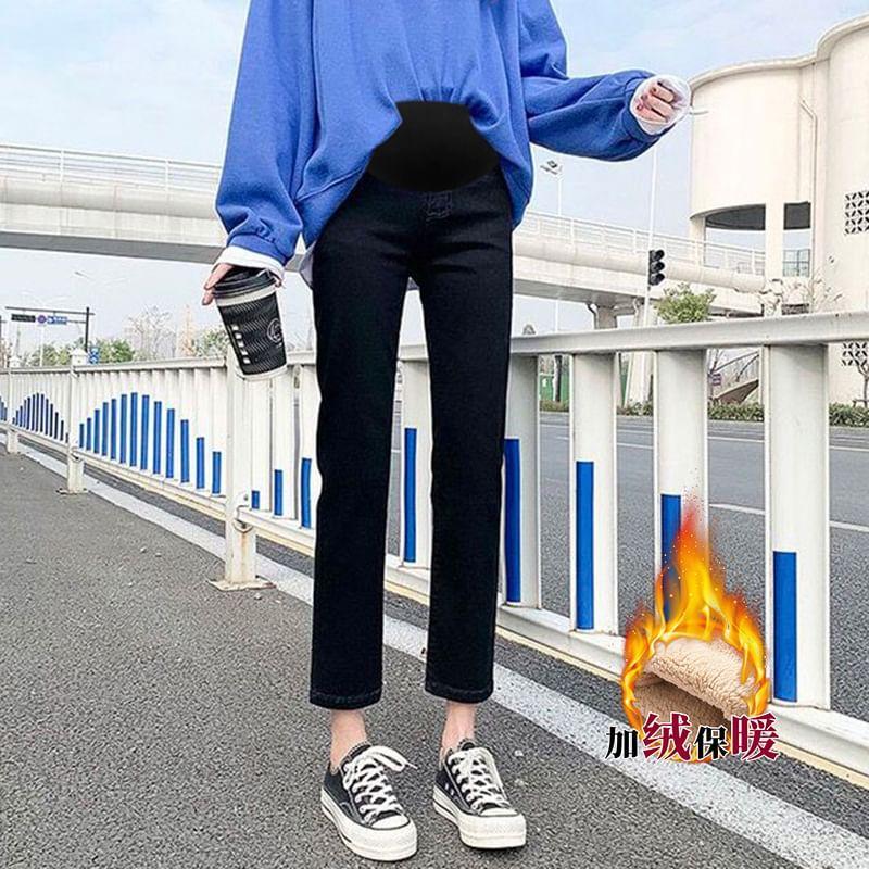 Maternity High Rise Cropped Straight Leg Jeans Product Image
