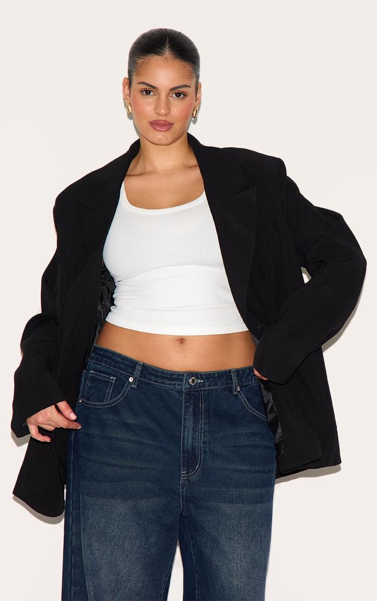 Plus Extreme Black Oversized Exaggerated Collar Blazer Product Image