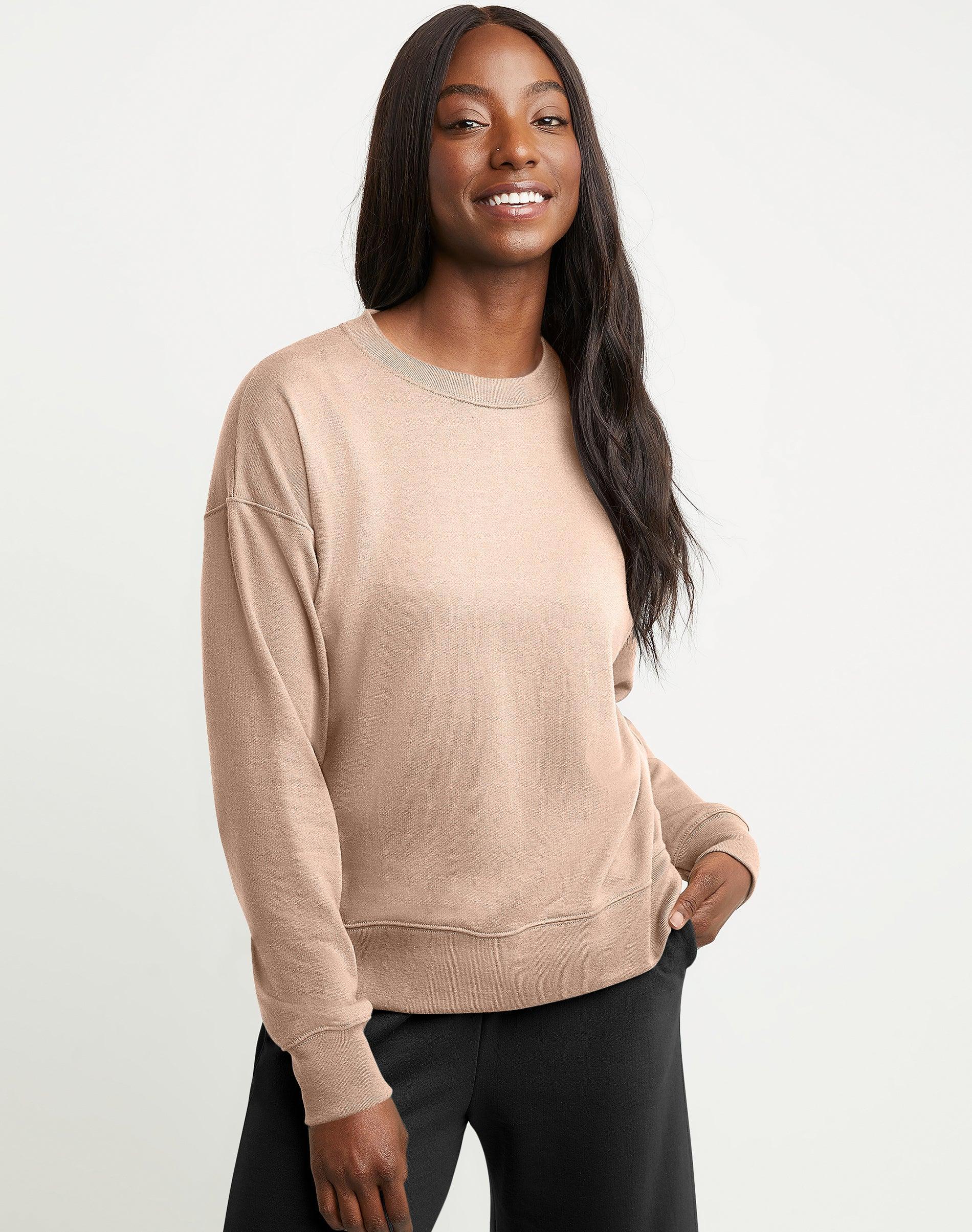 Women's Hanes Originals French Terry Sweatshirt, Size: Medium, Black 50r Pe Grey Product Image