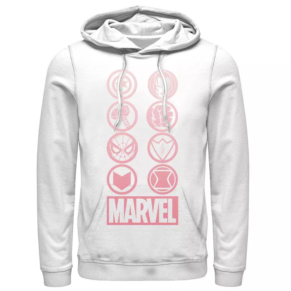 Men's Marvel Gradient Ombre Circle Icons Hoodie, Size: Small, White Product Image