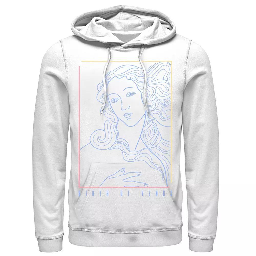 Men's Fifth Sun Birth Of Venus Line Art Portrait Hoodie, Size: Large, White Product Image