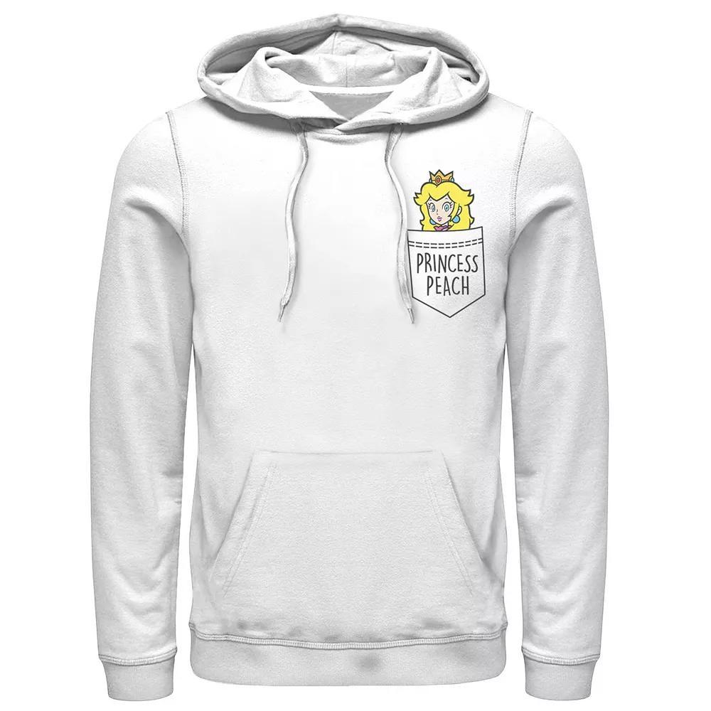 Men's Nintendo Super Mario Princess Peach Pocket Pull-Over Hoodie, Size: XL, White Product Image