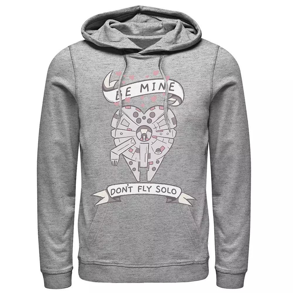 Men's Star Wars Valentine's Day "Be Mine Don't Fly Solo" Ship Heart Hoodie, Size: XL, Athletic Grey Product Image