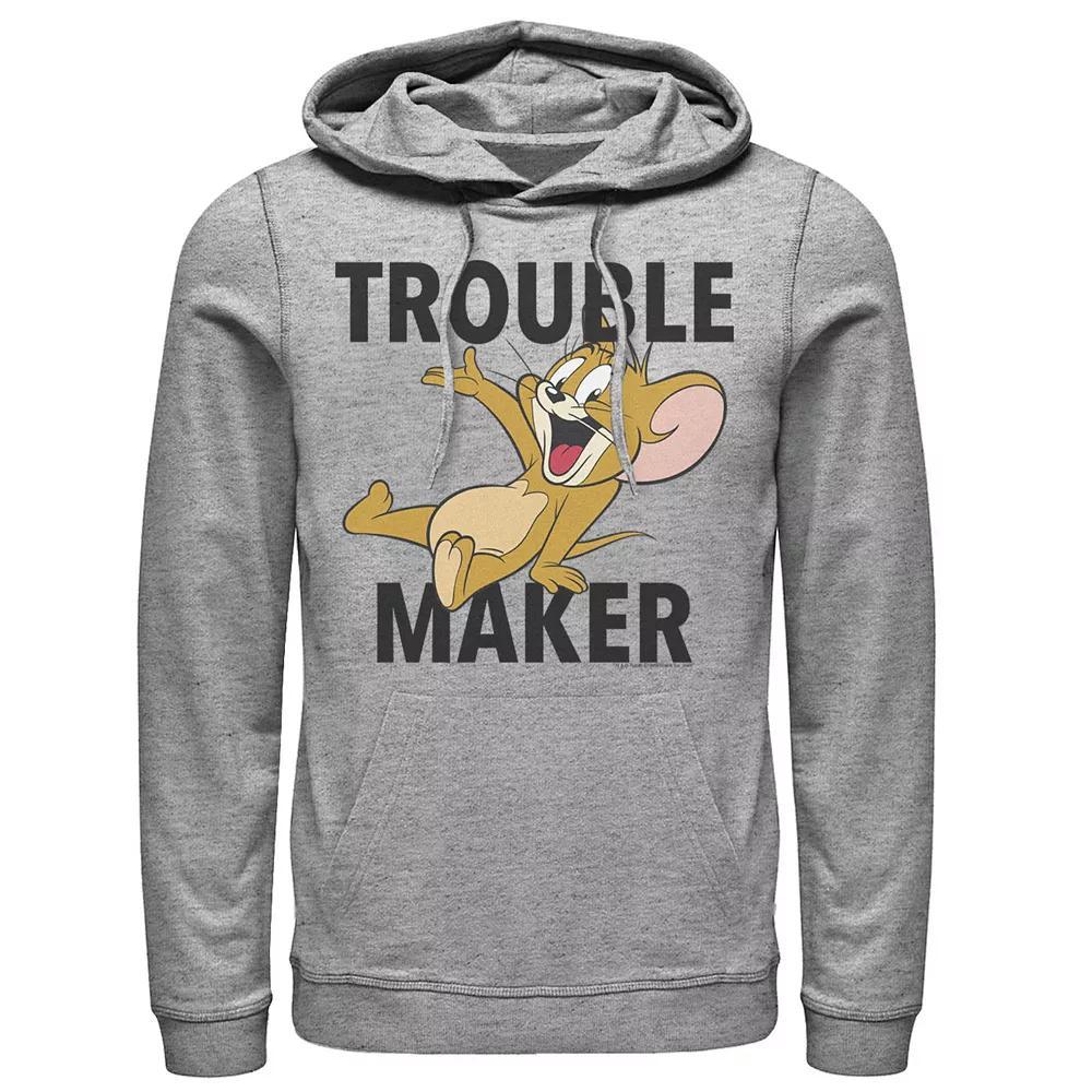 Mens Tom And Jerry Trouble Maker Portrait Hoodie, Men's, Size: Small, Athletic Grey Product Image