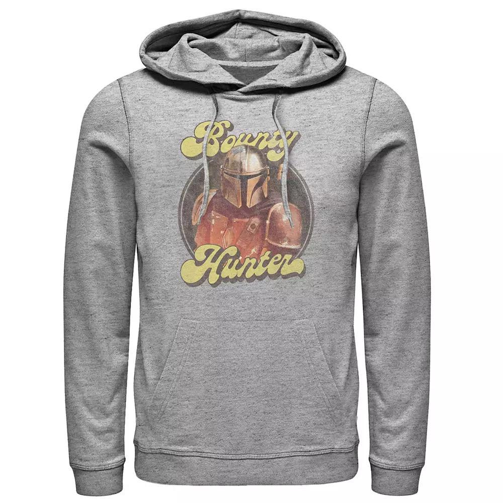 Mens Star Wars The Mandalorian Retro Bounty Hunter Hoodie Athletic Grey Product Image