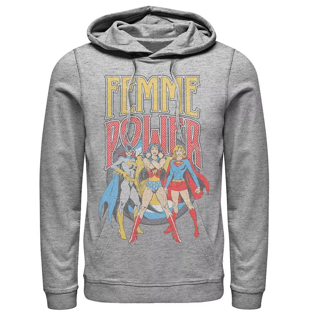 Men's DC Comics Justice League Vintage Femme Power Hoodie, Size: Large, Athletic Grey Product Image