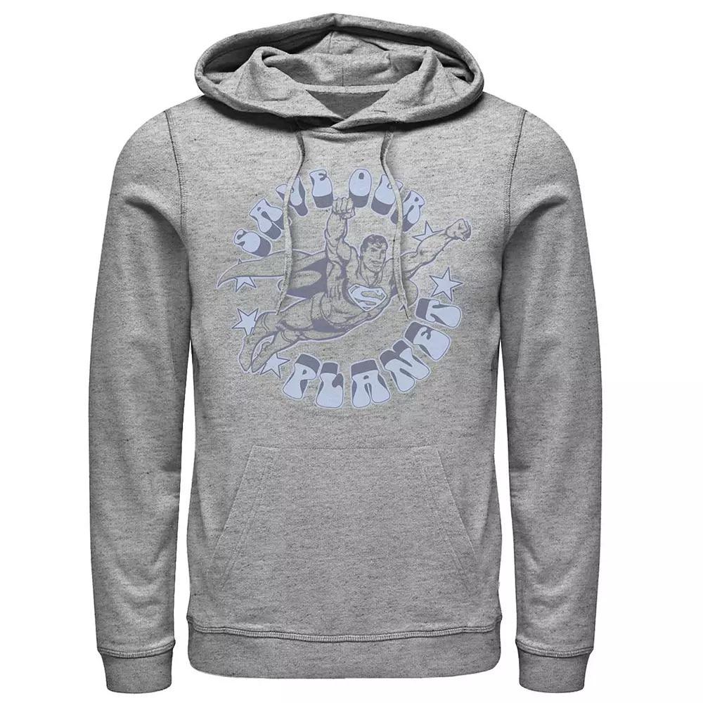 Mens DC Comics Superman Save Our Planet Circle Text Poster Hoodie Athletic Grey Product Image