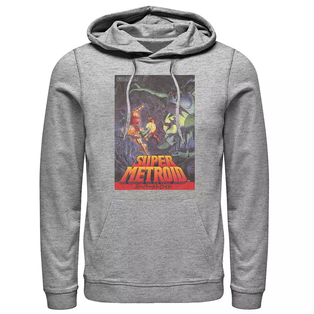 Men's Nintendo Super Meteoroid Pullover Hoodie, Size: XL, Athletic Grey Product Image