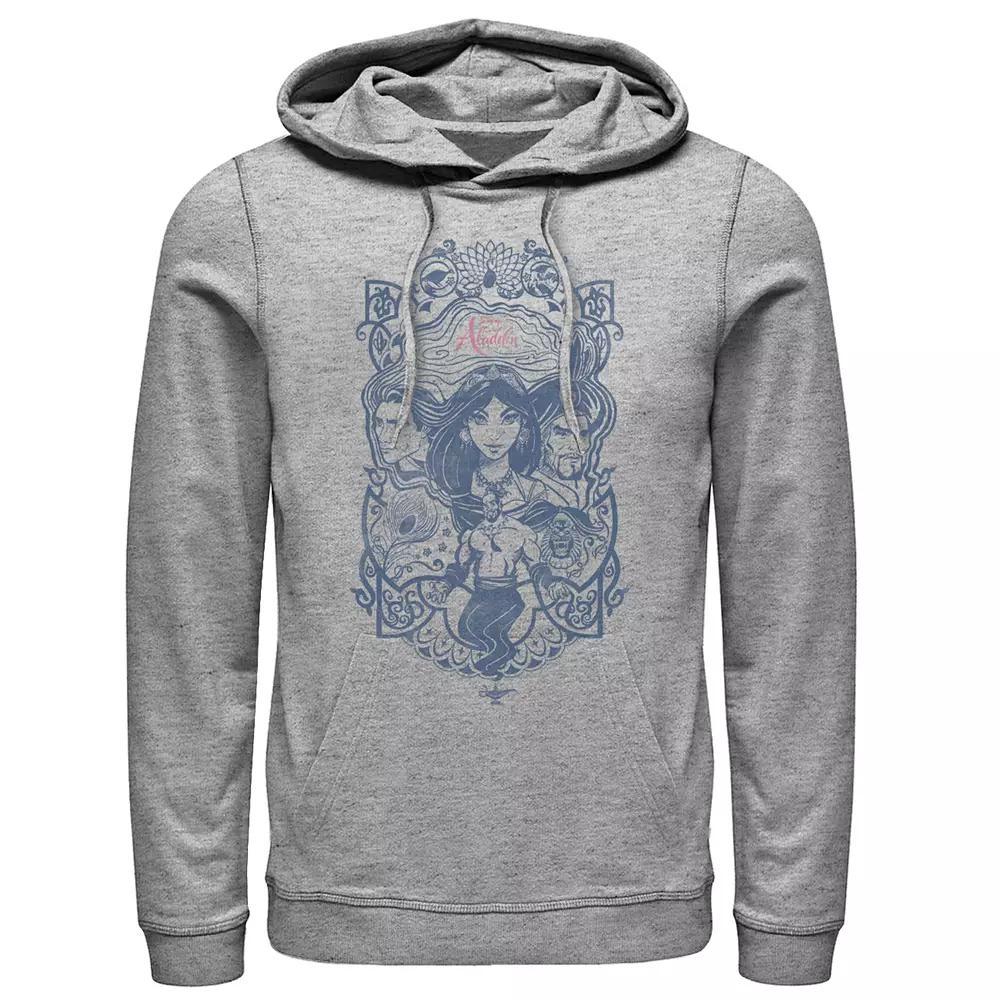 Disney's Aladdin Men's Jasmine, Jafar & Genie Graphic Hoodie, Size: Large, Athletic Grey Product Image