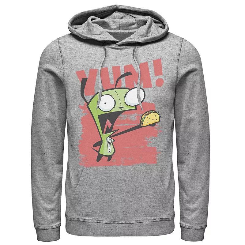 Men's Nickelodeon Invader Zim Gir Screaming Yum! Taco Portrait Graphic Hoodie, Size: XL, Athletic Grey Product Image