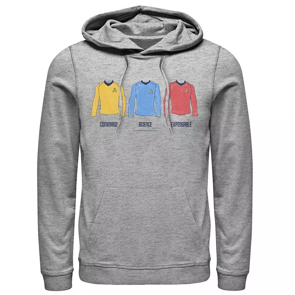 Mens Star Trek Original Series Divisions Hand Drawn Hoodie Athletic Grey Product Image