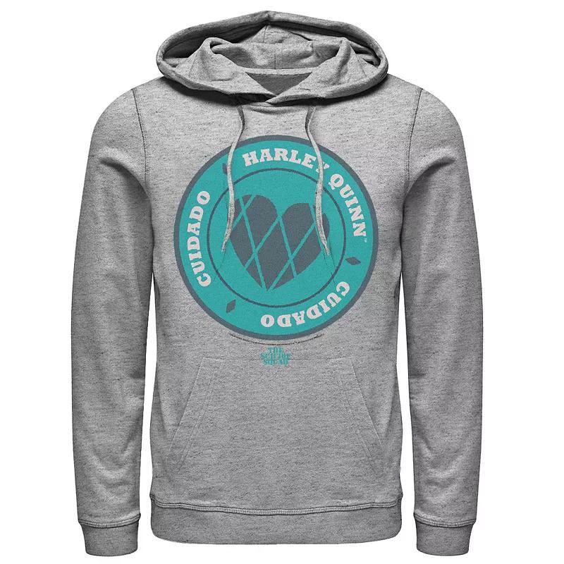 Men's The Suicide Squad Harley Fenced Hearts Hoodie, Size: Medium, Athletic Grey Product Image