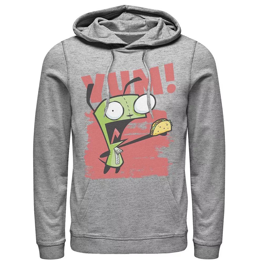 Men's Nickelodeon Invader Zim Gir Screaming Yum! Taco Portrait Graphic Hoodie, Size: XL, Athletic Grey Product Image