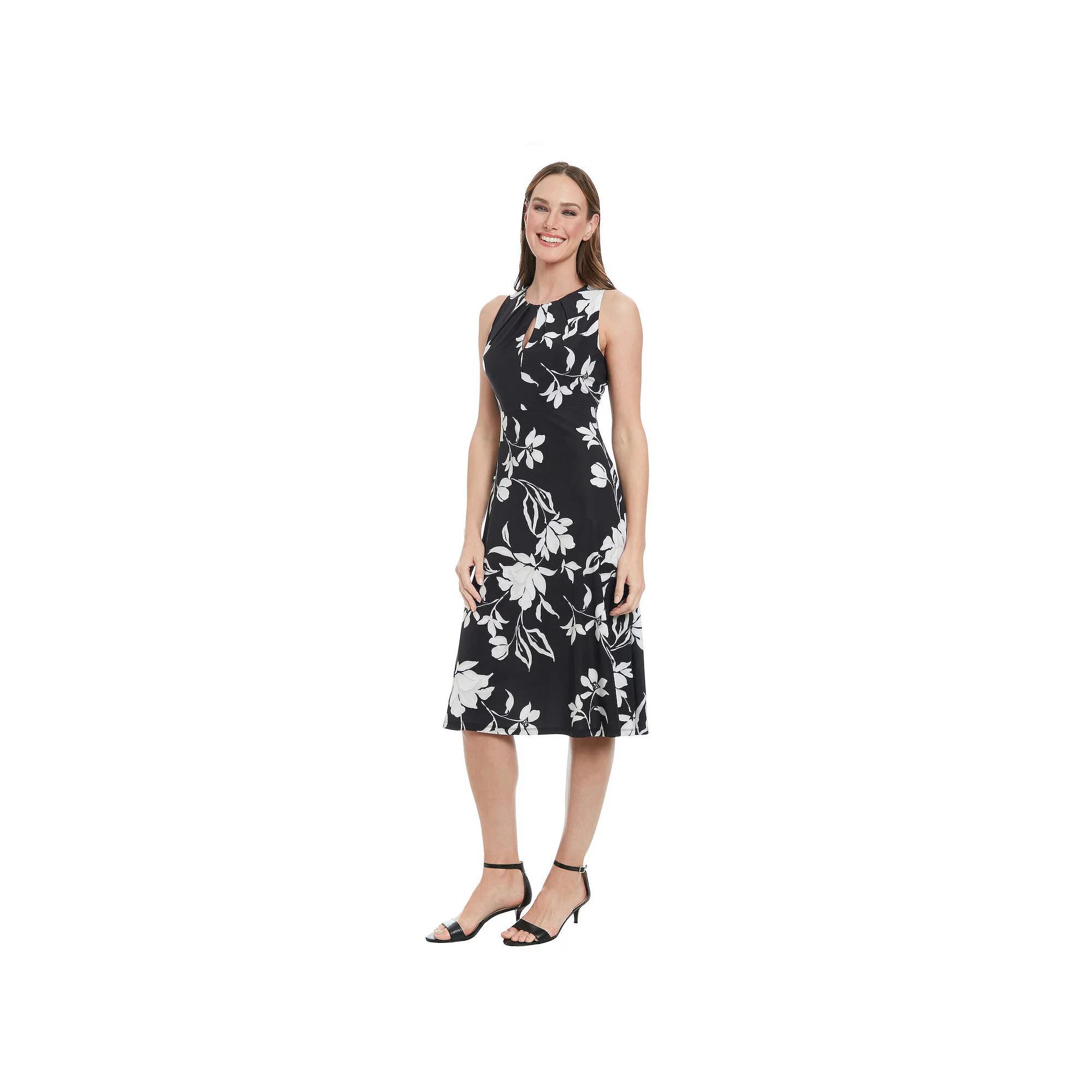 Women's London Times Empire Waist Fit & Flare Midi Dress, Size: 10, Black Ivory Product Image