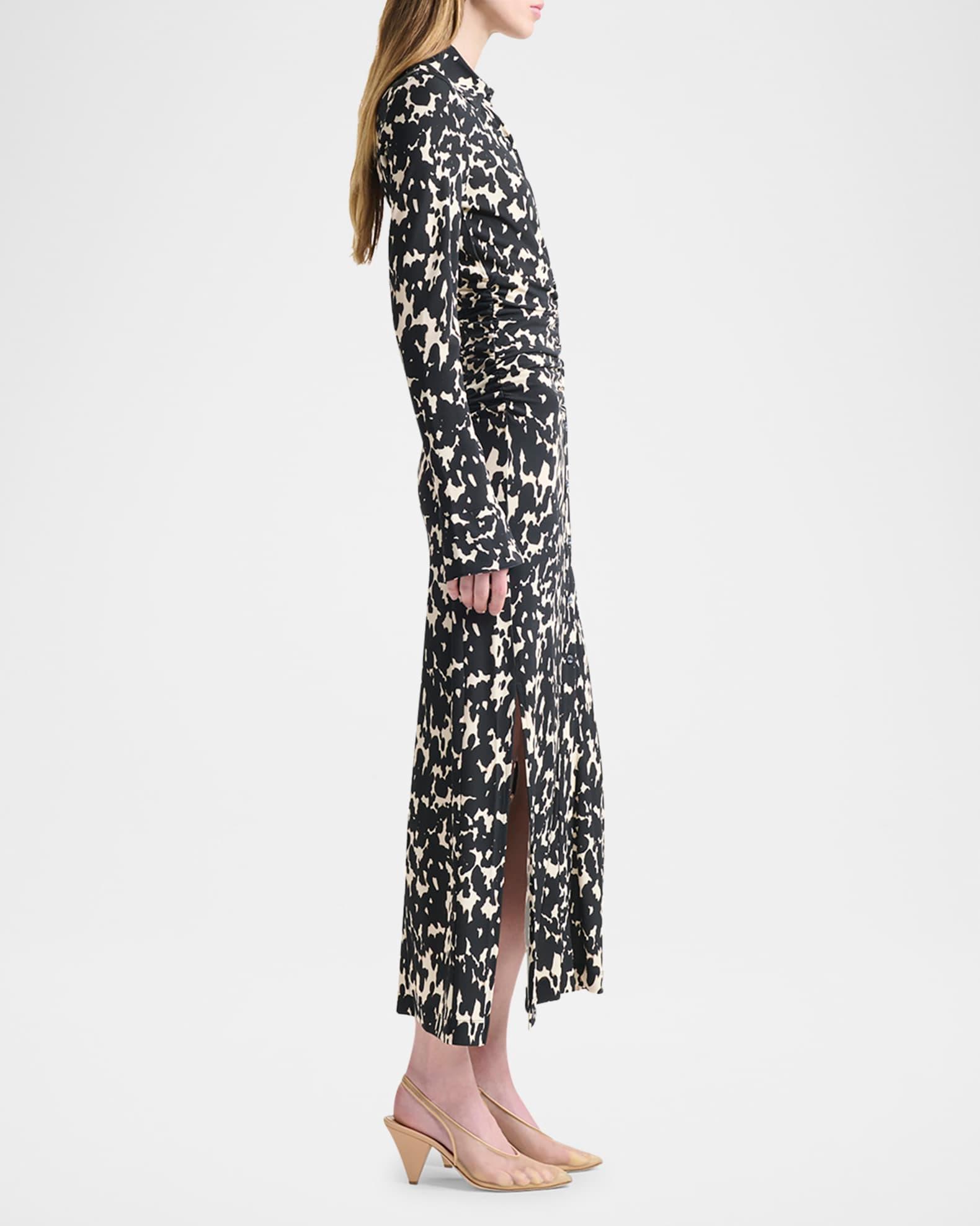 Claudia Spotted Long-Sleeve Midi Shirtdress Product Image