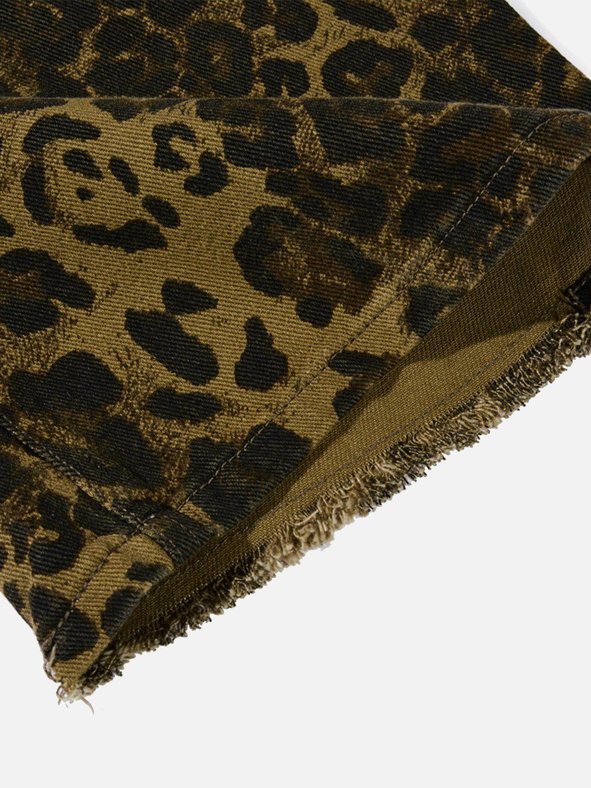 Aelfric Eden Leopard Print Patchwork Jeans Product Image