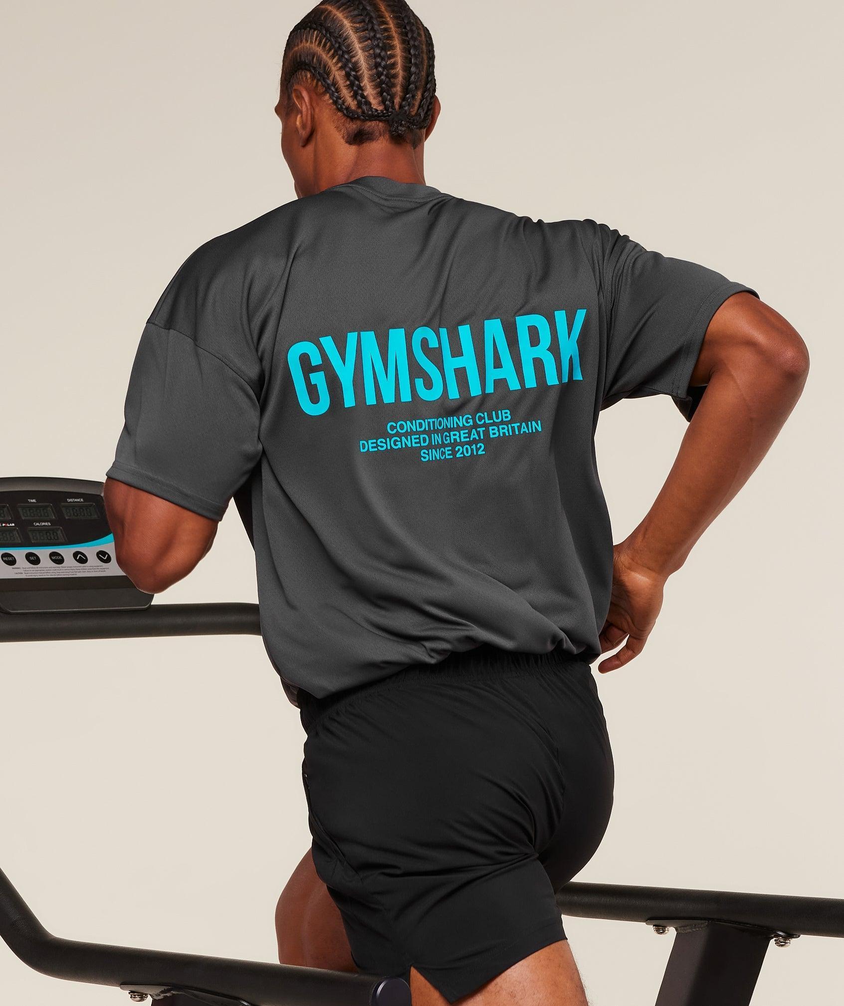 Gymshark Conditioning Club Oversized T-Shirt - Onyx Grey/Brand Blue Male Product Image