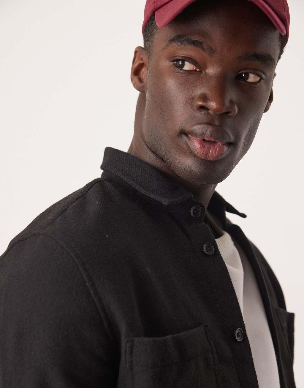 ASOS DESIGN boxy wool blend overshirt in black Product Image