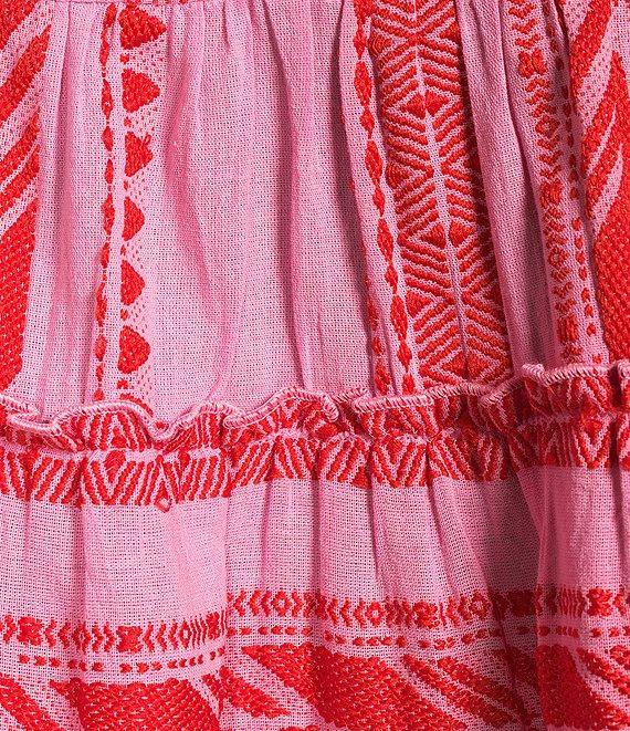 ELAN Arrow Print Split V-Neck 3/4 Bell Sleeve Babydoll Dress Product Image